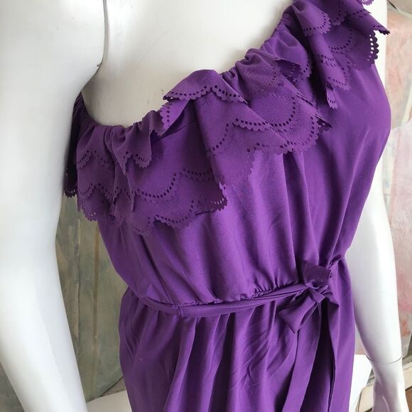 Delia's Purple One Shoulder Ruffle Dress SZ Small - Picture 3 of 8